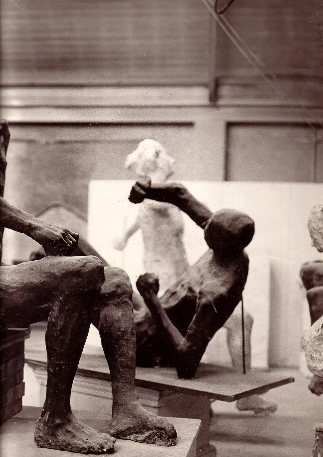 Collection of figures on exhibition cast in plaster for the Beckwith Scholarship Competition