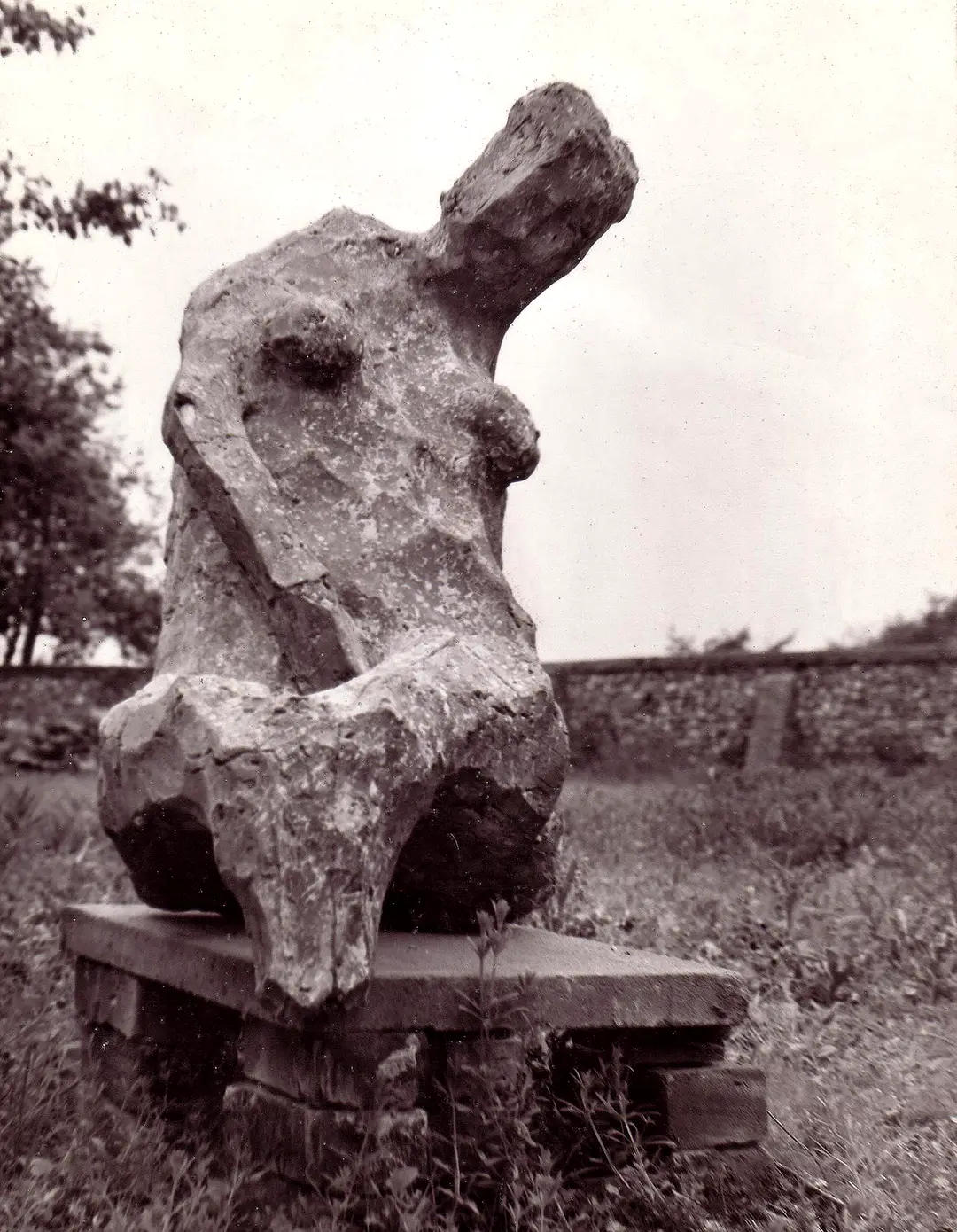 Figure installed in a private garden