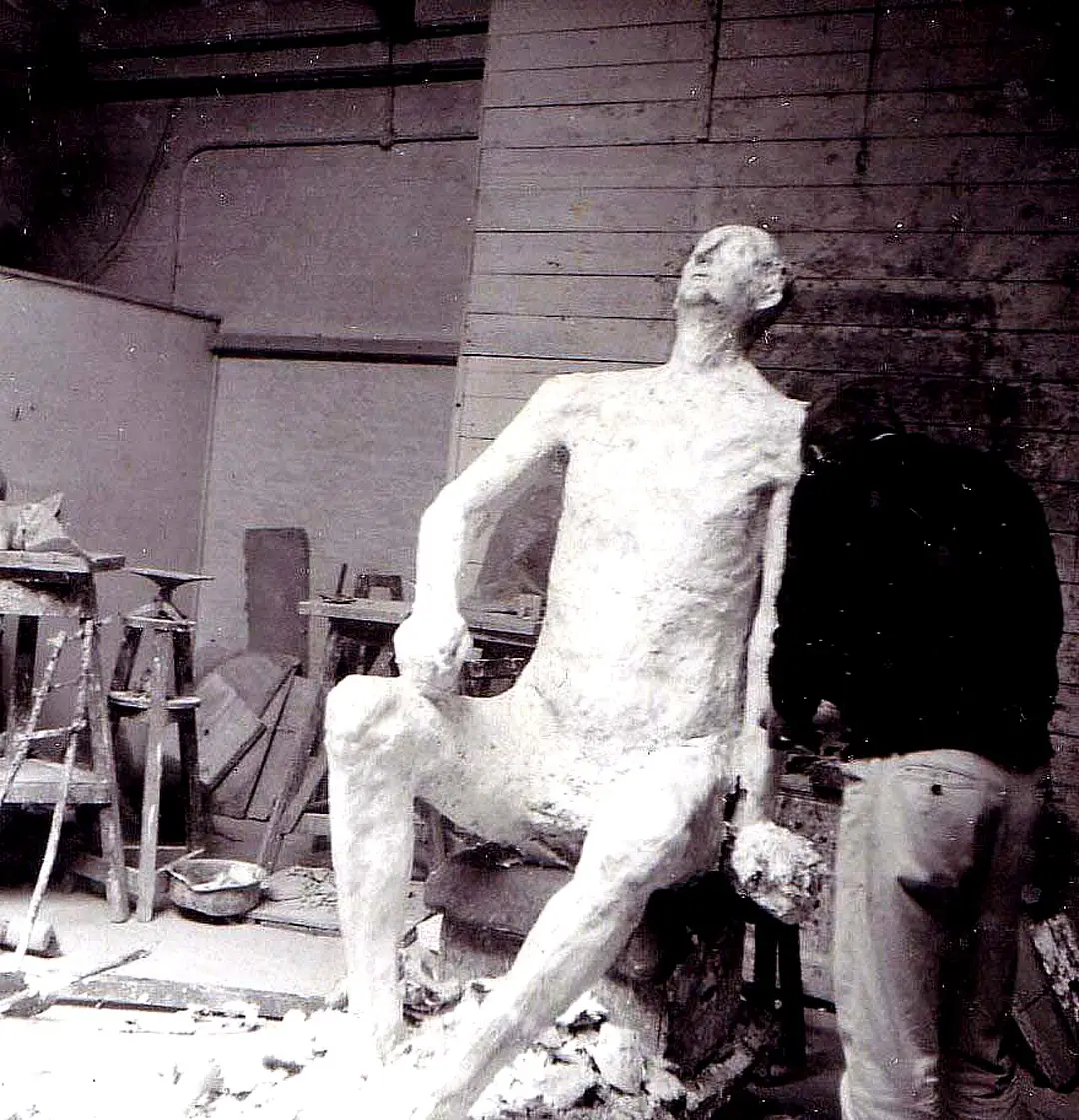 Roy casting the seated male figure 1958/9.